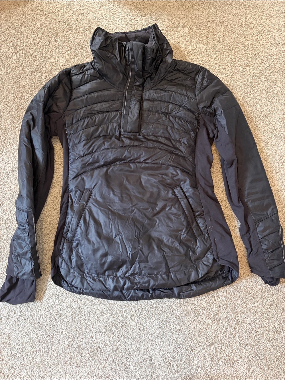 lululemon athletica Black Quilted Half-Zip Pullover Jacket